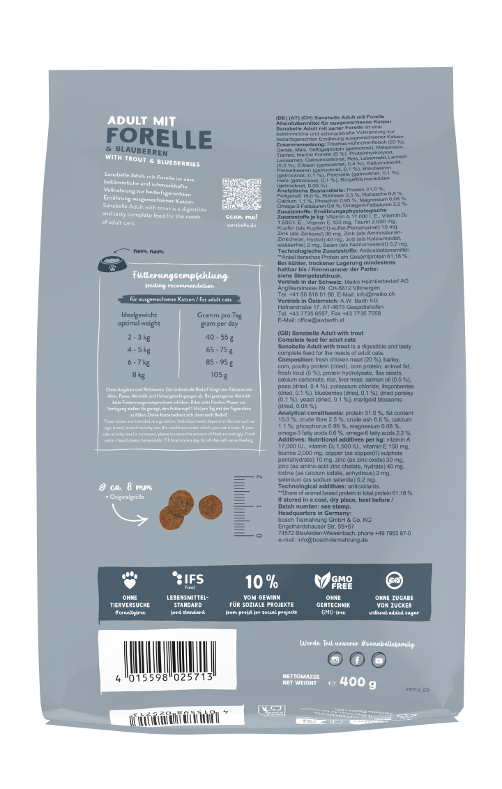 Sanabelle Katzen-Trockenfutter Adult mit Forelle